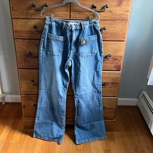 Garage High Waisted Flare Patch Jeans